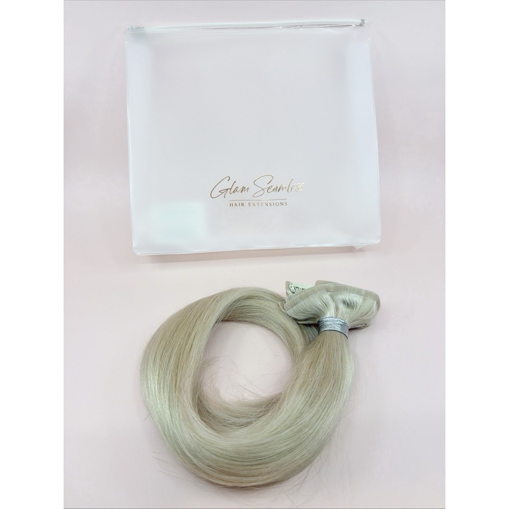 Glam Seamless Platinum Ash Blonde 24" 7 Piece Clip In Invisi Clip Extensions NEW